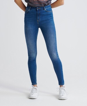 Superdry Superthermo- Skinny High Rise Női Farmer Kék | QPEKY5047